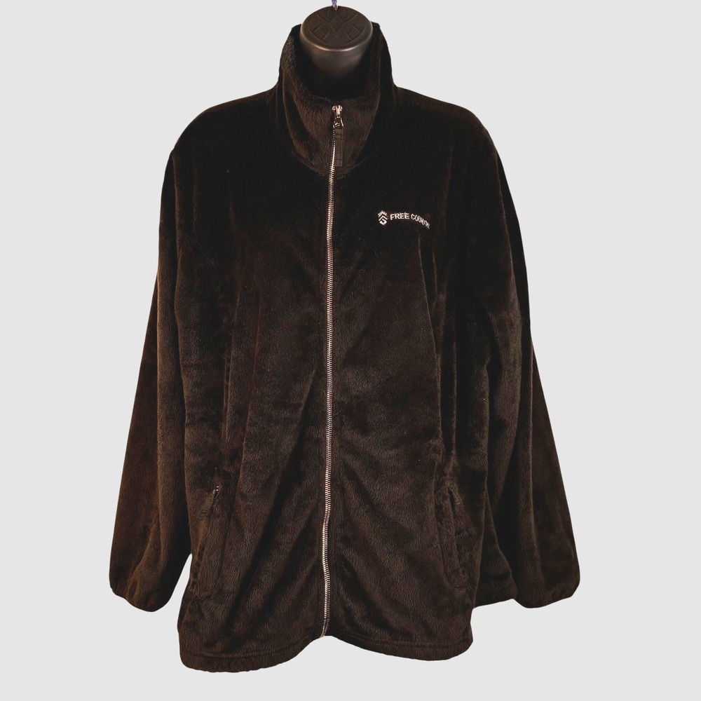 Free Country Women's Faux Fur Jacket 2XL Black Full Zip Pockets Soft Winter READ